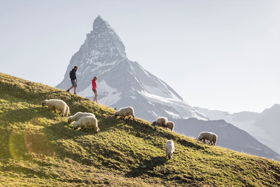Zermatt awaits mountain lovers with numerous hiking trails against a picturesque backdrop.