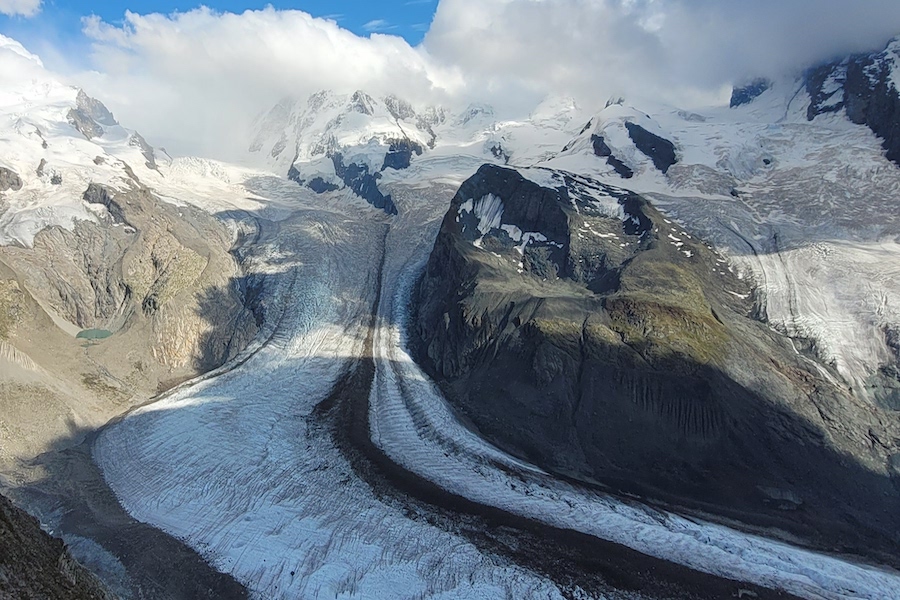 Breathtaking view of the Gornergrat glacier in summer.